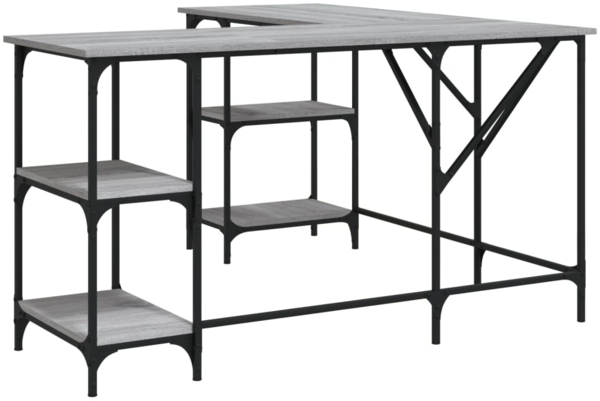 vidaXL Schreibtisch Grau Sonoma 139x139x75 cm Holzwerkstoff 837595