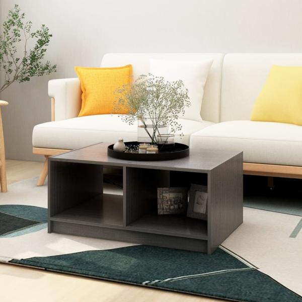 vidaXL Couchtisch Grau 75x50x33,5 cm Massivholz Kiefer 809908