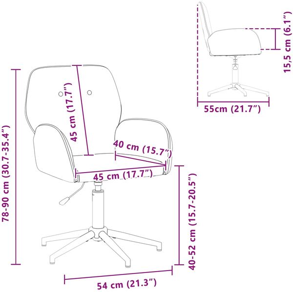 vidaXL Drehstuhl 54 x 55 x 90 cm Türkis Samt (V) 42034352 Bild 9