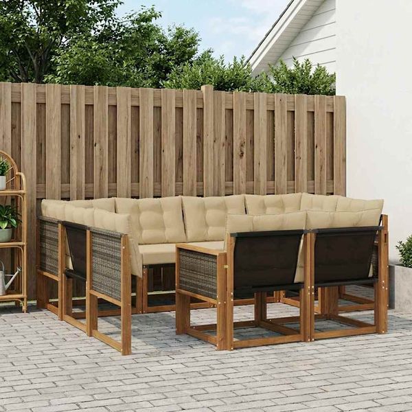 vidaXL Outdoor-Sofagarnitur mit Kissen 7 pcs Natur und Beige 3382013