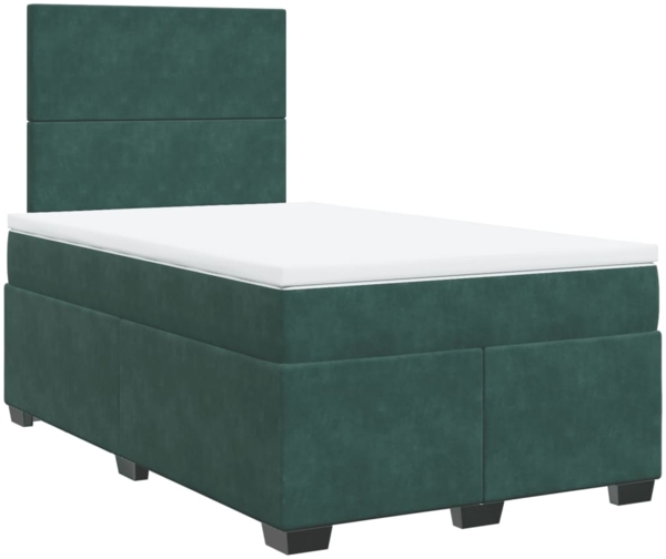 vidaXL Boxspringbett mit Matratze Dunkelgrün 120x190 cm Samt 3290855