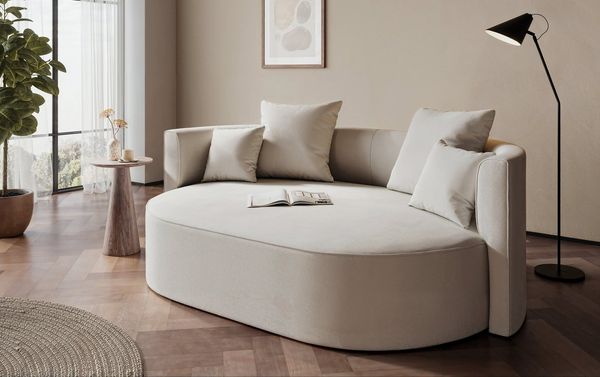 LeGer Home by Lena Gercke 2,5-Sitzer ISALIE, rundes Loungesofa, mit Kissen, perfekt gepolstert, moderne Stoffe, mit 4 Zierkissen, extra große Sitzfläche
