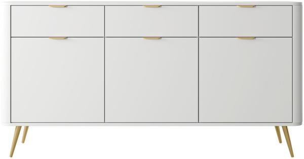 Selsey 'Oval' Sideboard 3-türig mit 3 Schubladen, weiß, ca. 84 x 163 x 38 cm