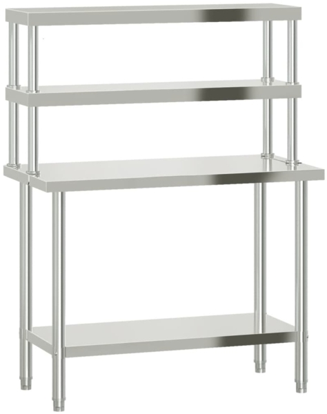 vidaXL Küchen-Arbeitstisch mit Aufsatzboard 110x55x150 cm Edelstahl 3208907
