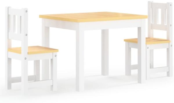vidaXL 3-tlg. Kindertisch und Stuhl-Set, MDF weiß / beige
