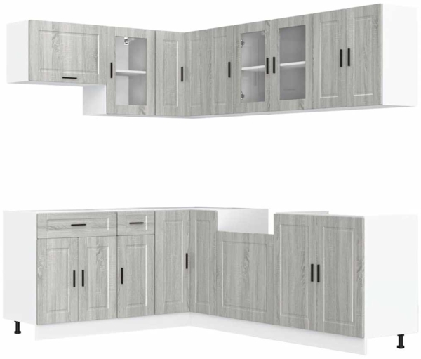 vidaXL 11-tlg. Küchenschrank-Set Porto Grau Sonoma Holzwerkstoff 3314907