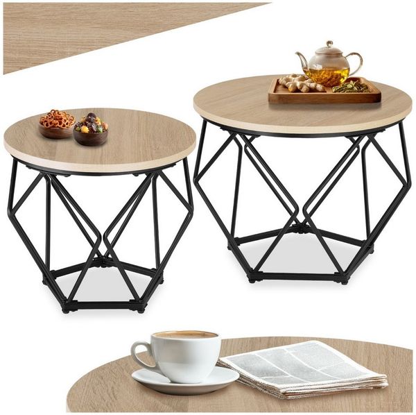 tectake Couchtisch 2er Set Couchtisch (1-St, 2 tlg), Zwei modische Couchtische im minimalistischen Industrial Look