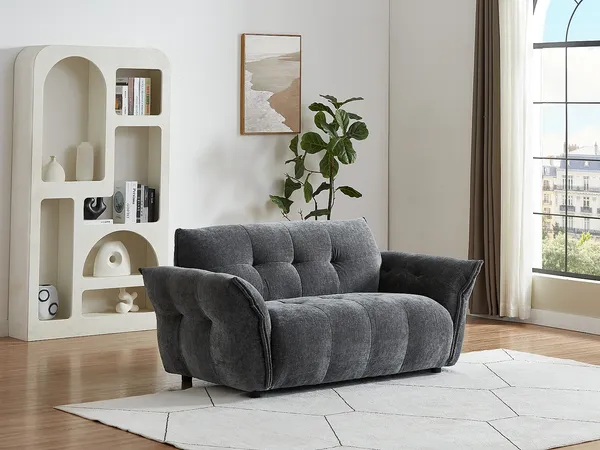 Vente-unique - NAPIZO Sofa Stoff Grau - B 89 cm x H 79 cm x L 170 cm