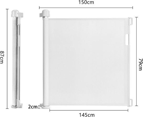 FIVMEN Treppenschutzgitter PVC Türschutzgitter Ausziehbar 0-300 cm, Weiß/Grau/Schwarz für Babys und Haustiere