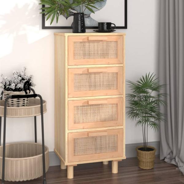 vidaXL Sideboard Braun 40x30x90 cm Massivholz Kiefer und Natur-Rattan 345644