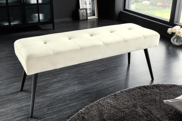 Moderne Sitzbank BELLE 100cm champagner Samt schwarzes Gestell