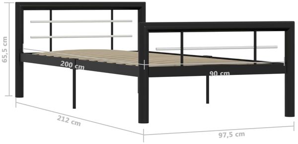 vidaXL Bettgestell Schwarz und Weiß Metall 100 × 200 cm 284551 Bild 6