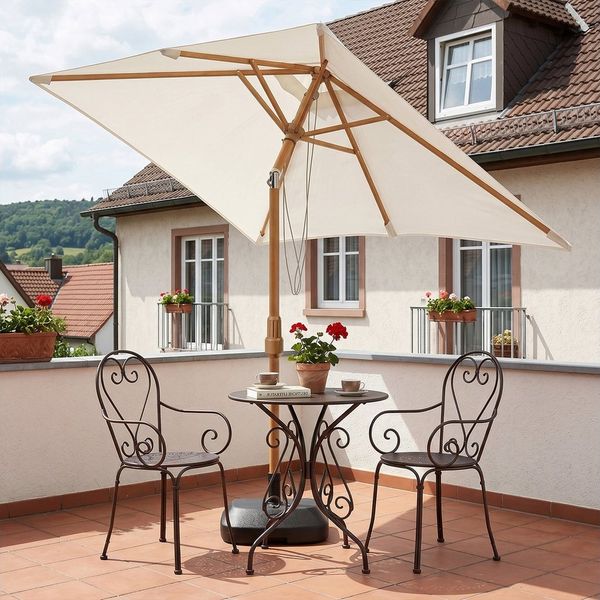 Sekey Sonnenschirm 200x150 cm Holzoptik Balkonschirm Rechteckig Wasserdicht, Knickbar, LxB: 200x150 cm, Sonnenschirm für Balkon Knickbar, Wasserdicht, UPF 50+