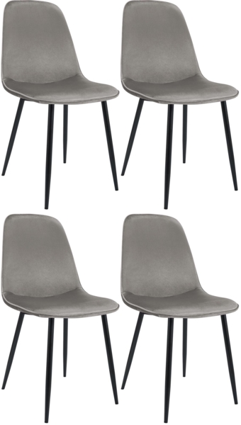 CLP 4er Set Esszimmerstuhl Maryam gepolstert mit Rückenlehne,hellgrau Samt