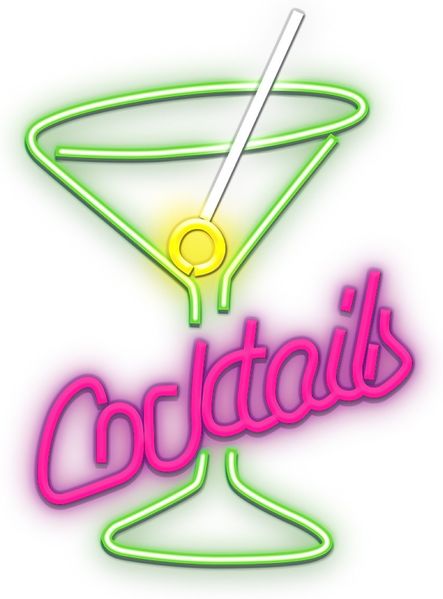 Neon PLEXI LED Cocktails rosa grün FPNE02X zum aufhängen mit Wandhalterung Deko