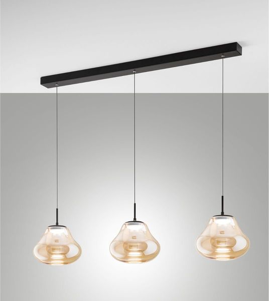 Fabas Luce 3774-48-125 LED Pendelleuchte Deva 3-flammig in Linie Amber dimmbar