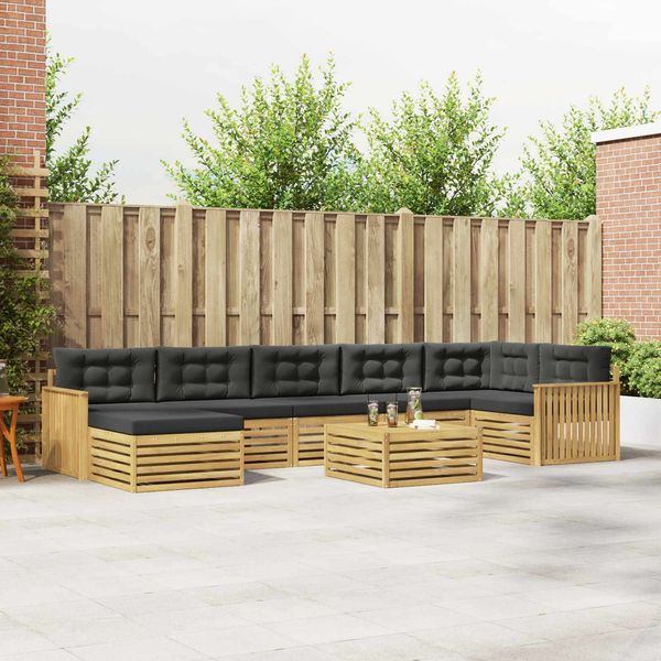 vidaXL Outdoor-Sofagarnitur mit Kissen 8 pcs Weiß und Anthrazit 3390882
