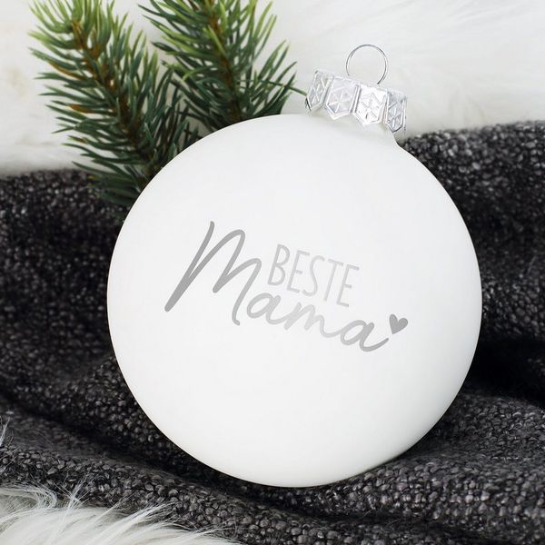 Herz & Heim Weihnachtsbaumkugel mit Gravur - Christbaumkugel als Geschenk für Mama, Papa, Oma, Opa, Auswahl Farbe, Motiv & Größe