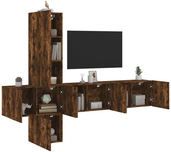 vidaXL 5-tlg. Wohnwand Räuchereiche Holzwerkstoff 3216461