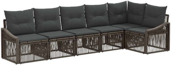 vidaXL Gartensofa-set 6 pcs Grau Poly-Rattan 3436010