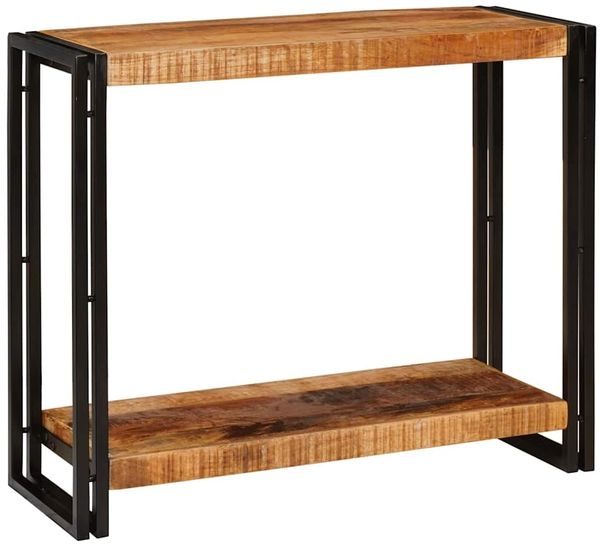 Konsolentisch, Beistelltisch, Konsole mit Regal Braun 90 x 33 x 75 cm Massivholz Mango