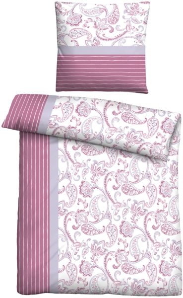 Traumhaft schlafen - Castell - Markenbettwäsche Feinbiber Bettwäsche 0351110 PAISLEY, brombeer, 1x 155x200 cm + 1x 80x80 cm