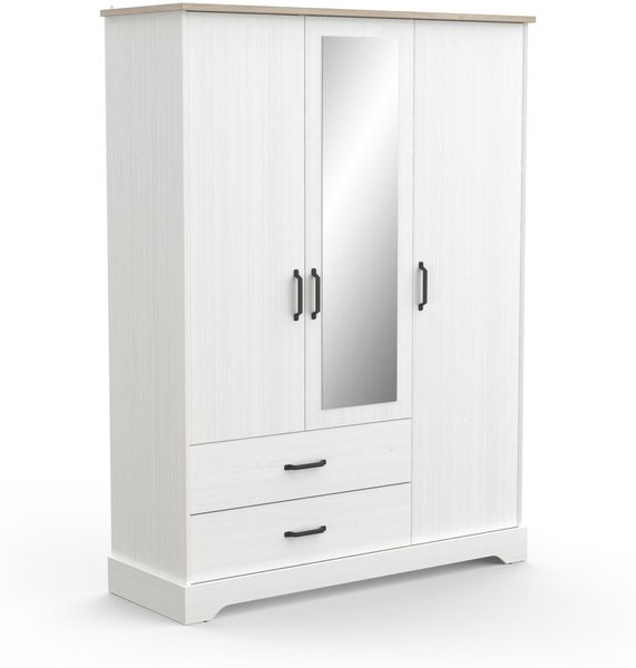 Kleiderschrank >Cottage< in weiß/Eiche Kronberg - 148,6x199,6x57,1cm (BxHxT)