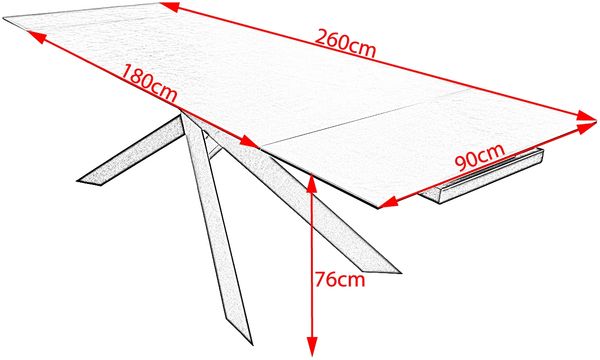 KAWOLA Ausziehtisch NOLDOR Esstisch Keramik 180x90cm Bild 10