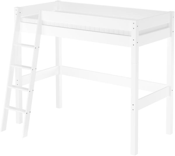 Hochbett für Kinder 90x200 Kinderbett Stockbett Kiefer weiß massiv V-60. 20W-09-20WZ mit Lattenrost und Matratze