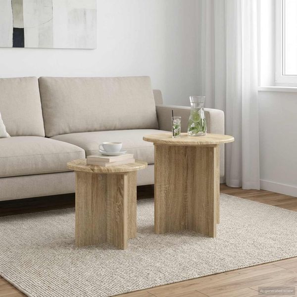 vidaXL Beistelltisch-Set mit Speicher 2 pcs Sonoma-Eiche Holzwerkstoff 8001012