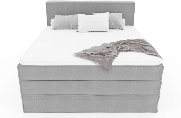 99rooms Santiago Boxspringbett Hellbraun Strukturstoff INARI 120x200 cm Bonell-Federung Bild 3