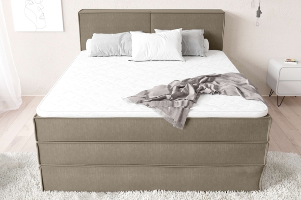 99rooms Santiago Boxspringbett Hellbraun Strukturstoff INARI 120x200 cm Bonell-Federung Bild 4