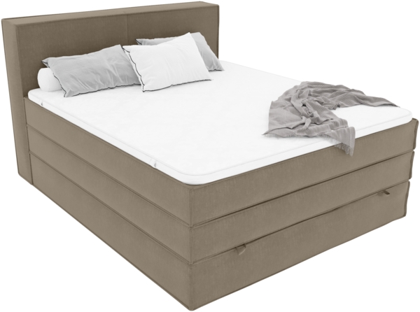 99rooms Santiago Boxspringbett Hellbraun Strukturstoff INARI 120x200 cm Bonell-Federung Bild 5