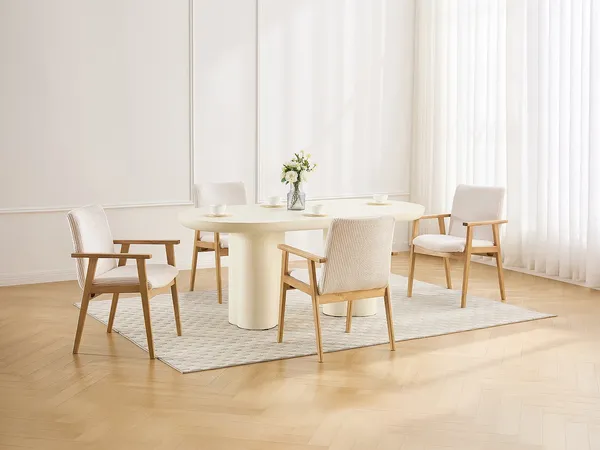 Vente-unique - FILDON Stuhl Samt BeigeBeige - B 64 cm x H 85,5 cm x L 58 cm
