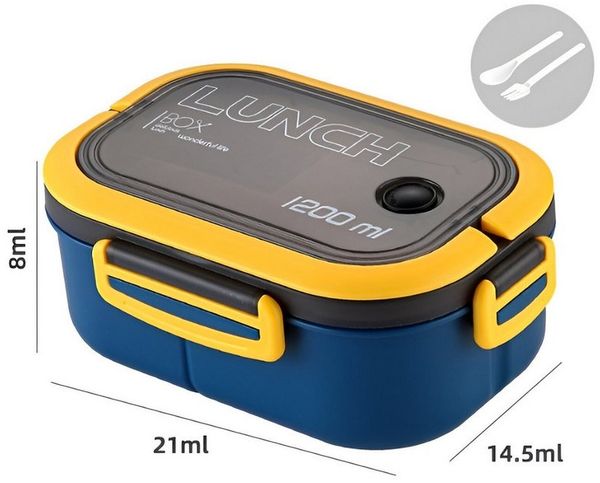 WS-Trend Lunchbox 4-teiliges Kinder-Lunch-Set „Navy“ – Brotdose 1200 ml mit Besteck, (3-tlg, Spar-Set)