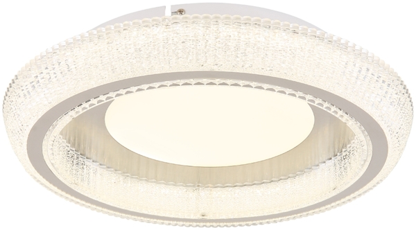 LED Deckenleuchte, Kristalle, CCT, opal, D 40 cm