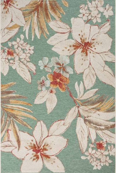 TaraCarpet Teppich TaraCarpet In und Outdoor Teppich Fantasy Lilie, rechteckig, Höhe: 5 mm, Lilie grün Wohnzimmer Balkon Terrasse Esszimmer 240X340