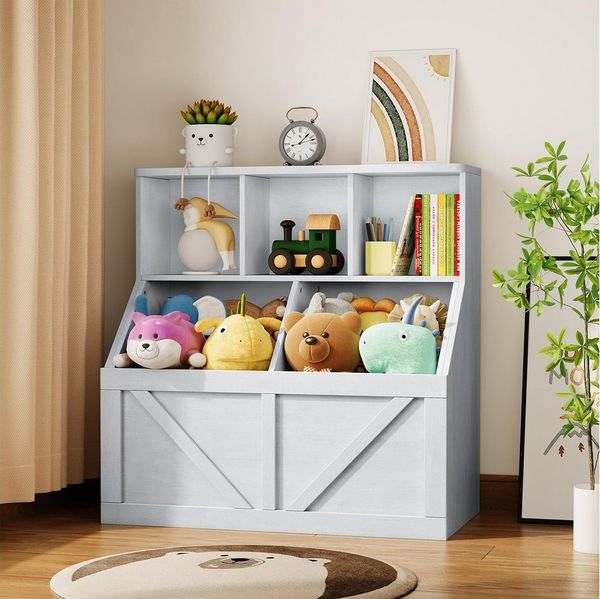 GarveeMore Kinderregal Bücherregal Kinder Spielzeugregal 90x42x92cm