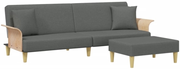 vidaXL Schlafsofa 2-Sitzer mit Kissen und Fußhocker Dunkelgrau Samt 3216216
