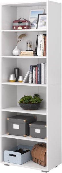 Bellamio 'Apol' Standregal, Regal mit 6 Ablagefächern, weiß, 176x60x33 cm, Bücherregal mit verstellbaren Böden