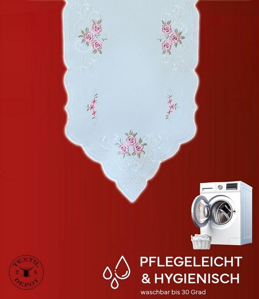 texpot Tischdecke Tischläufer Stickerei Rosen Blüten Frühling (1-tlg)