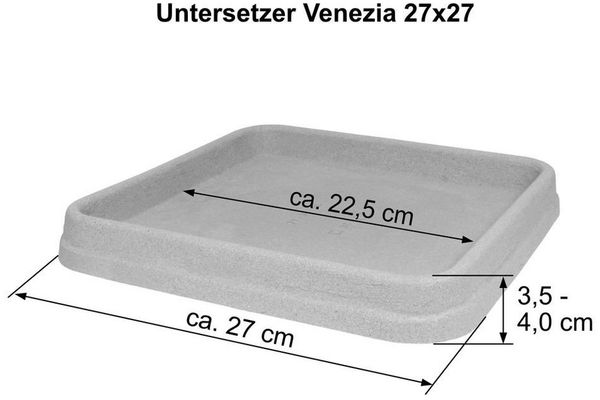 Heimwerkercenter Pflanzkübel MePla Untersetzer Venezia quadrat 27x27 cm, Grau, frostfester Kunstoff