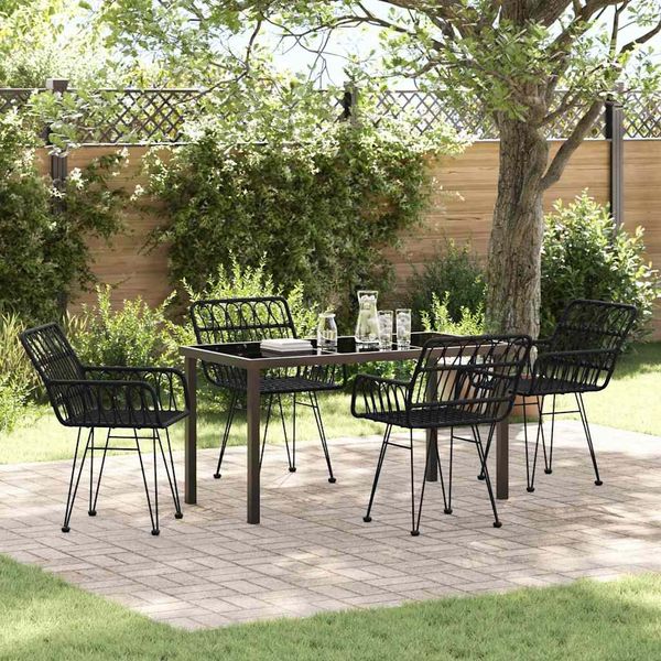 vidaXL Garten Essgruppe 5 pcs Schwarz Pulverbeschichteter Stahl 3379186