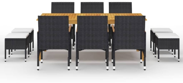 vidaXL 11-tlg. Garten-Essgruppe Schwarz 3067875