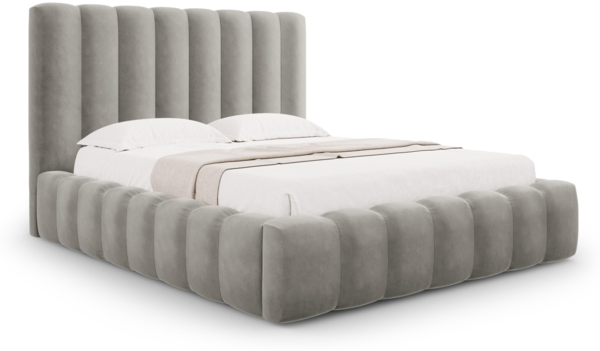 Micadoni Bett Kelp Samt Bluvel Hellgrau 140x200