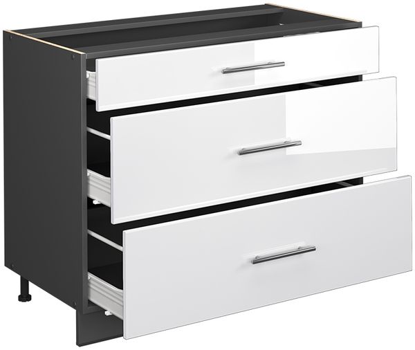 Küchenunterschrank Fame-Line Weiß Hochglanz/Anthrazit 100 cm, AP Marmor Vicco Bild 6