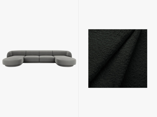 Micadoni Panorama-Sofa Miley 5-Sitzer Boucle Baloo Schwarz