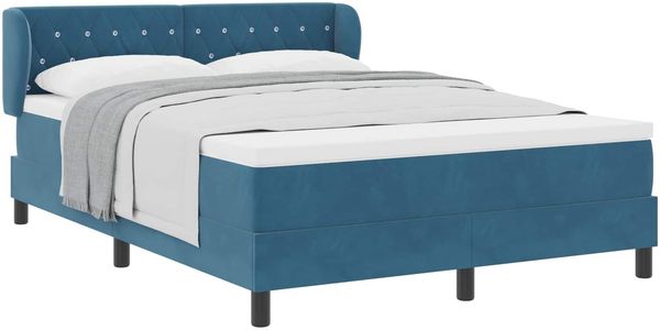 vidaXL Boxspringbett mit Kopfteil Dunkelblau 140 x 200 cm Samt 3340338 Bild 2
