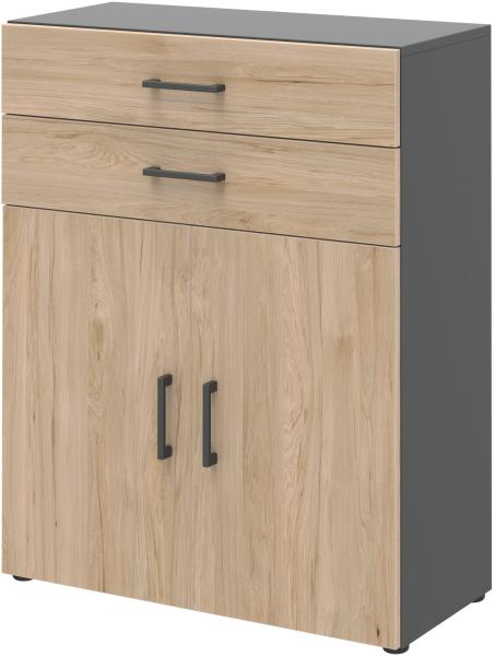 Aktenschrank IV - 2 Fächer, 2 Schubkästen - Anthrazit/Hickory