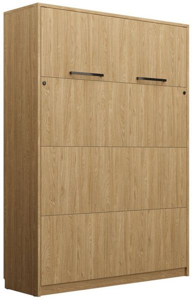 QMM TraumMöbel Schrankbett Wandbett modern vertikal GN 160 x 200 mit LED weiß congo eiche (Möbelstück, 1-St, Schrankbett vertikal 160x200) vertikal klappbar